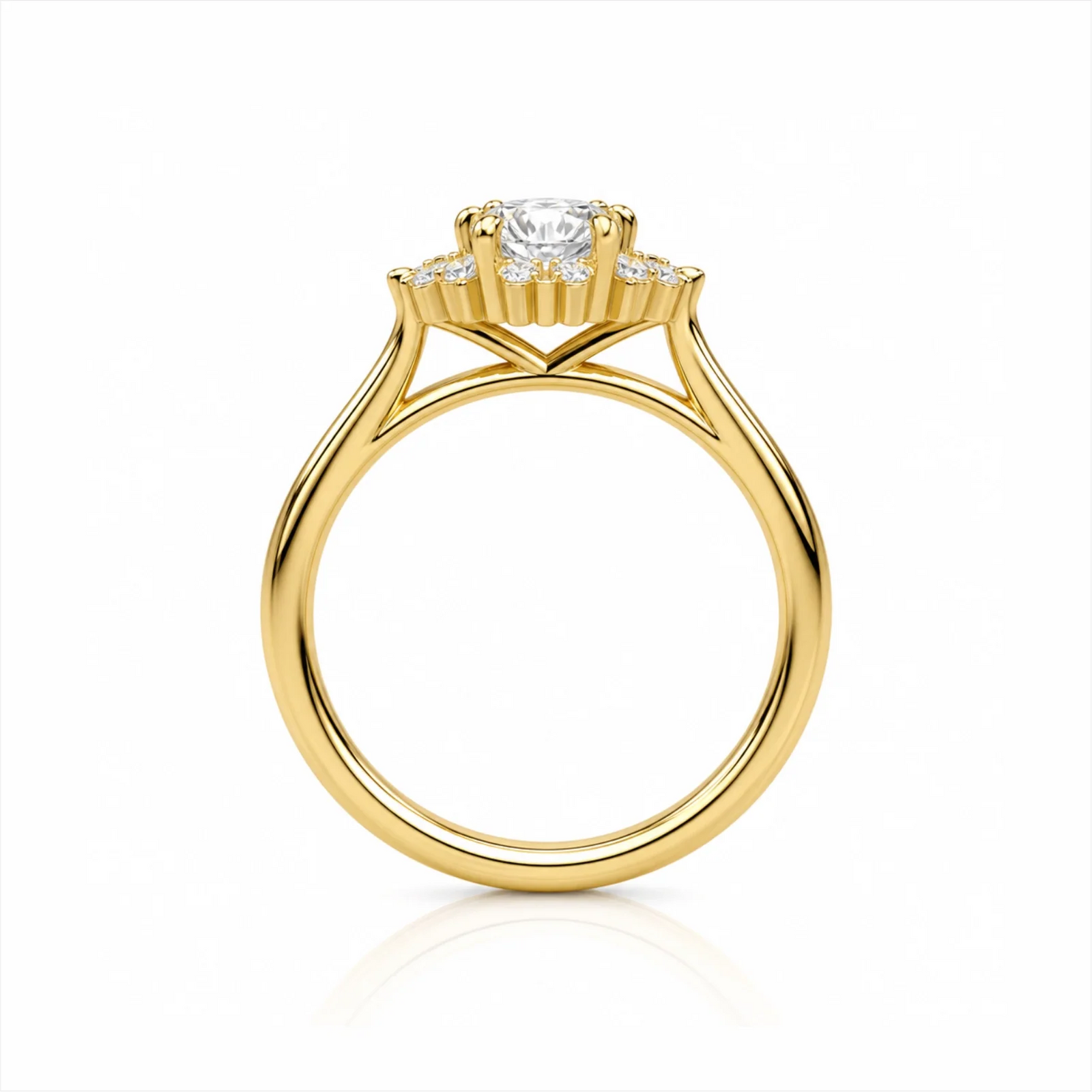 Round Halo Lab-Grown Diamond Engagement Ring - Yellow