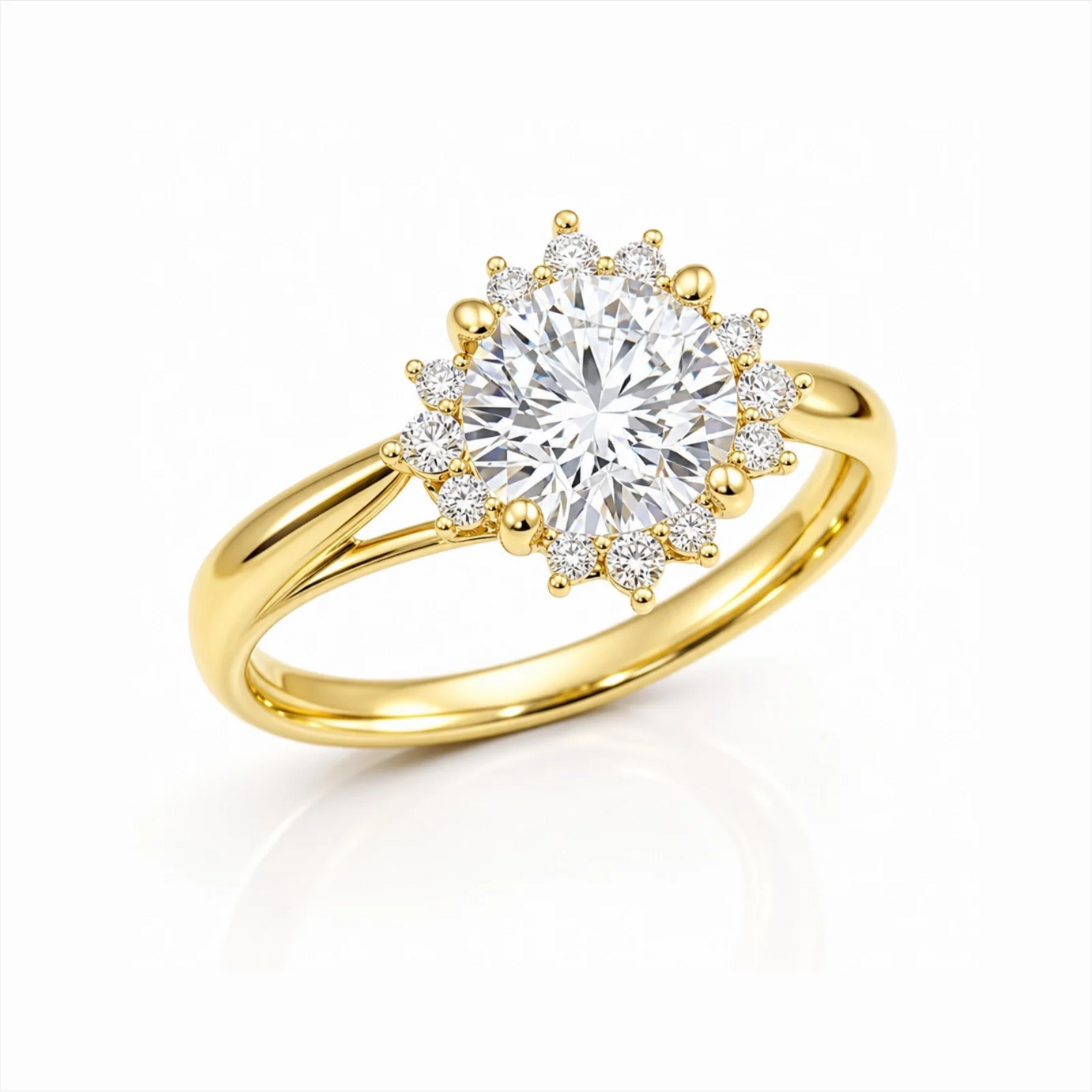 Round Halo Lab-Grown Diamond Engagement Ring - Yellow