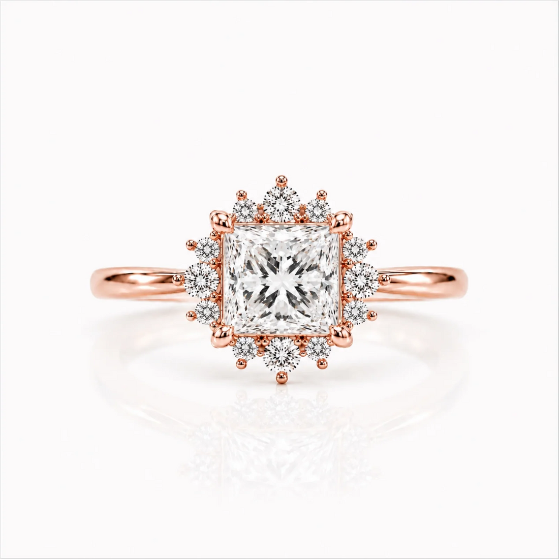 Princess Halo Lab-Grown Diamond Engagement Ring - Rose Gold