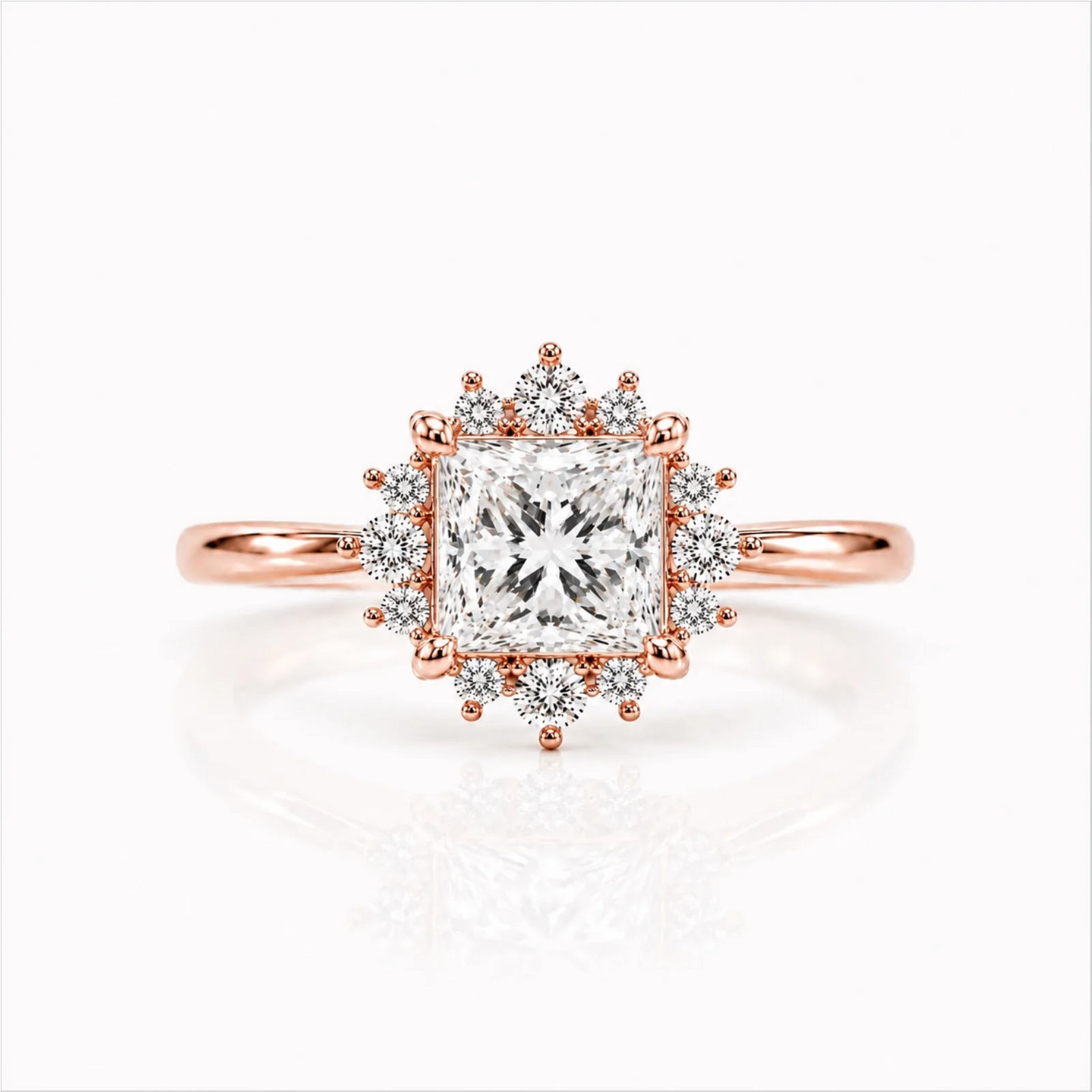 Princess Halo Lab-Grown Diamond Engagement Ring - Rose