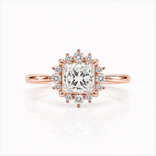 Princess Halo Lab-Grown Diamond Engagement Ring - Rose