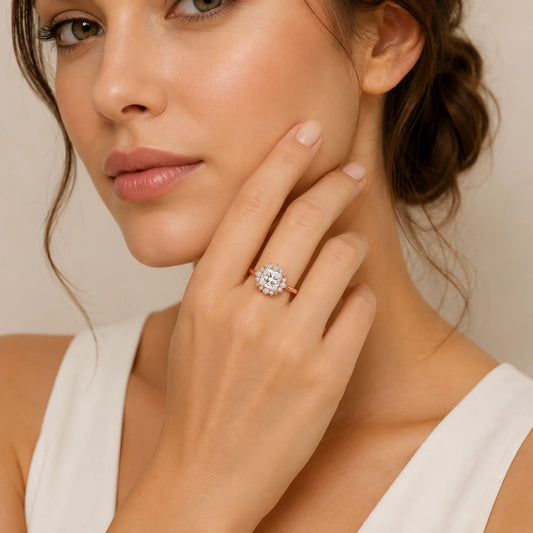 Princess Halo Lab-Grown Diamond Engagement Ring - Rose
