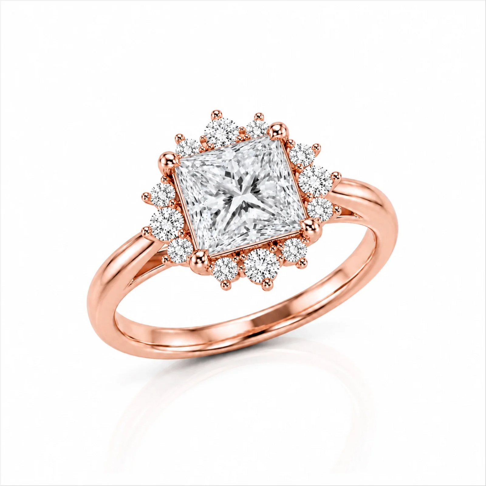 Princess Halo Lab-Grown Diamond Engagement Ring - Rose