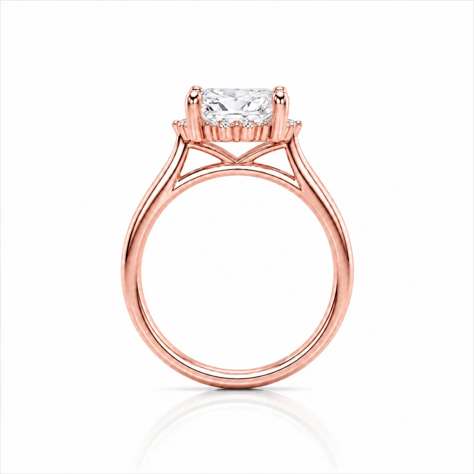 Princess Halo Lab-Grown Diamond Engagement Ring - Rose