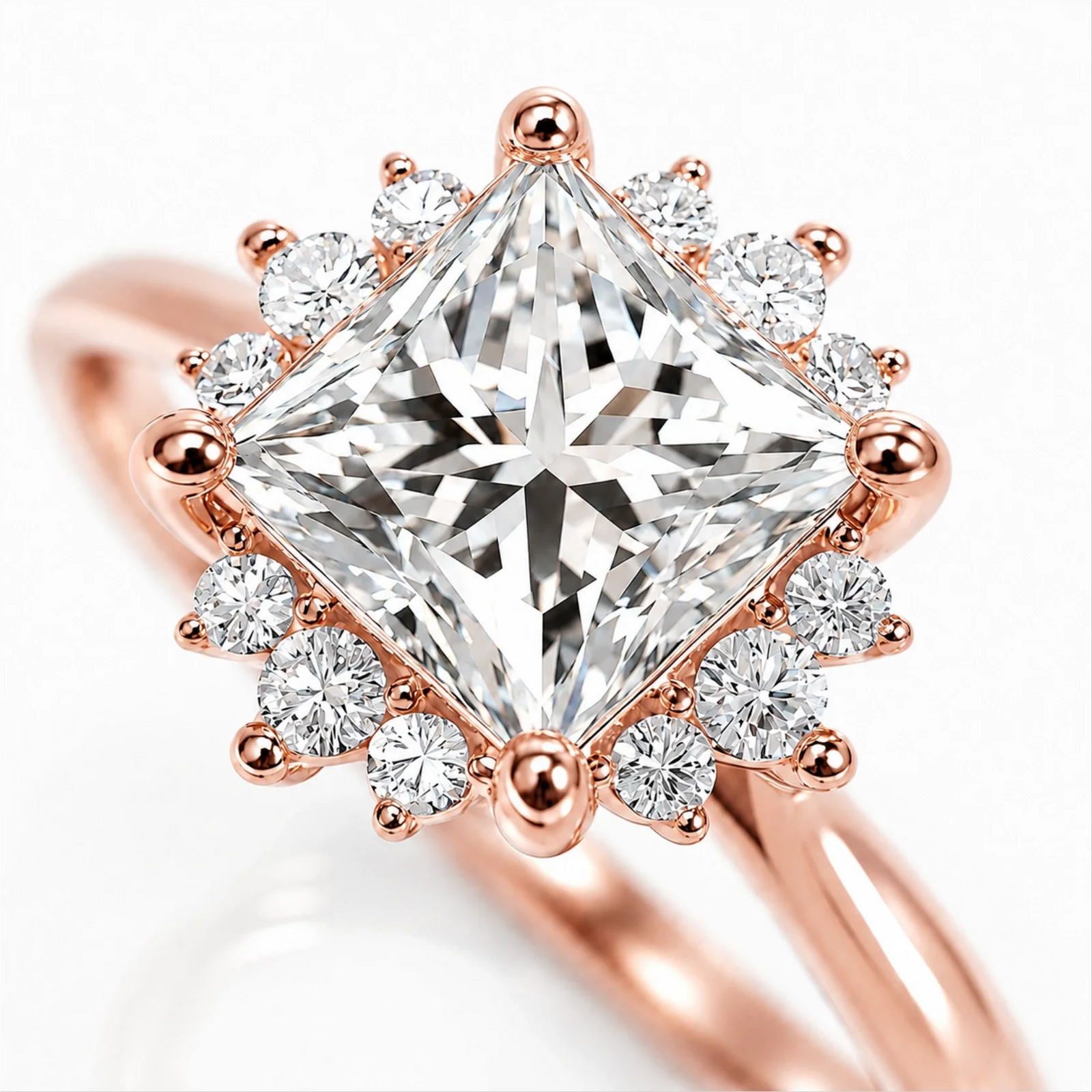 Princess Halo Lab-Grown Diamond Engagement Ring - Rose