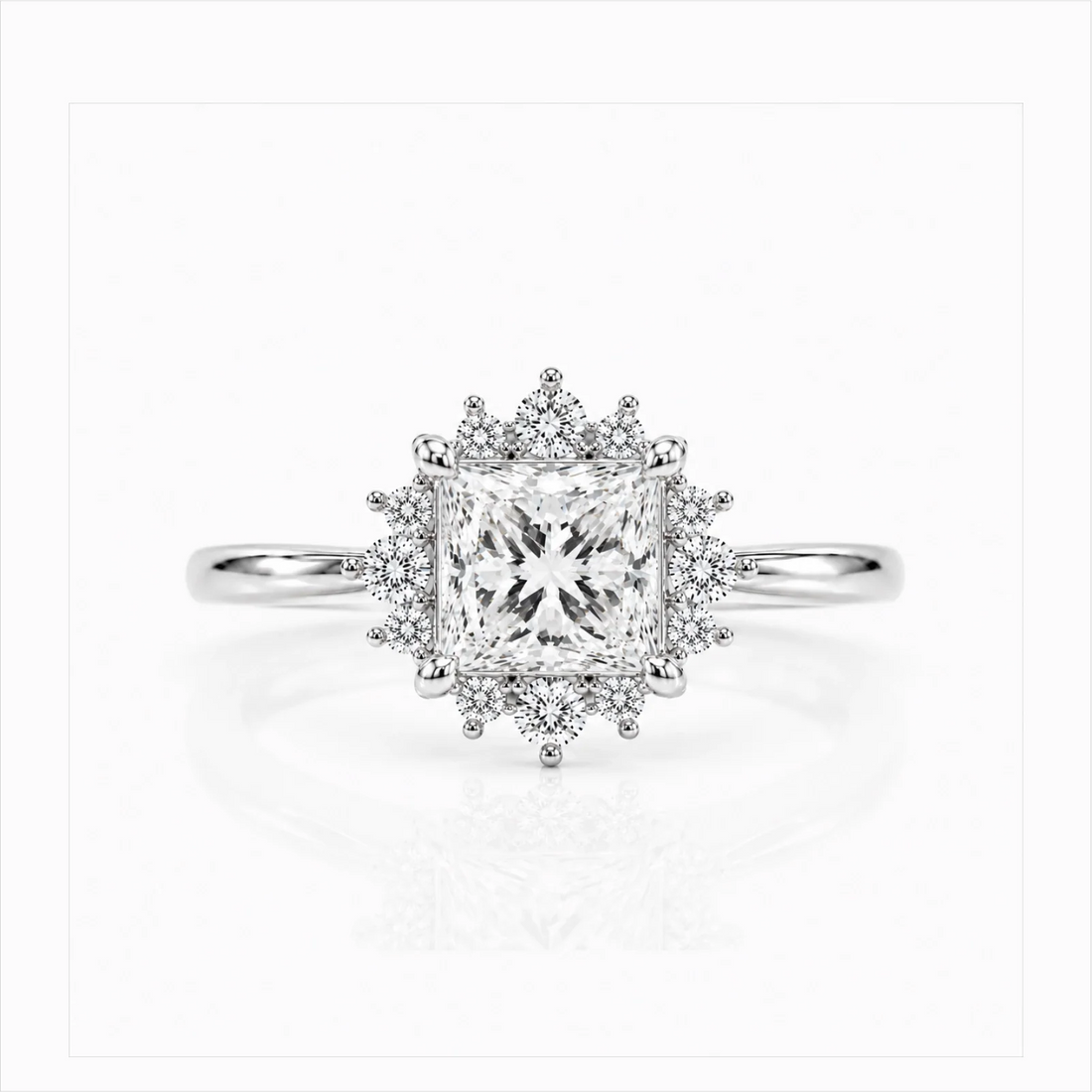 Princess Halo Lab-Grown Diamond Engagement Ring - White Gold