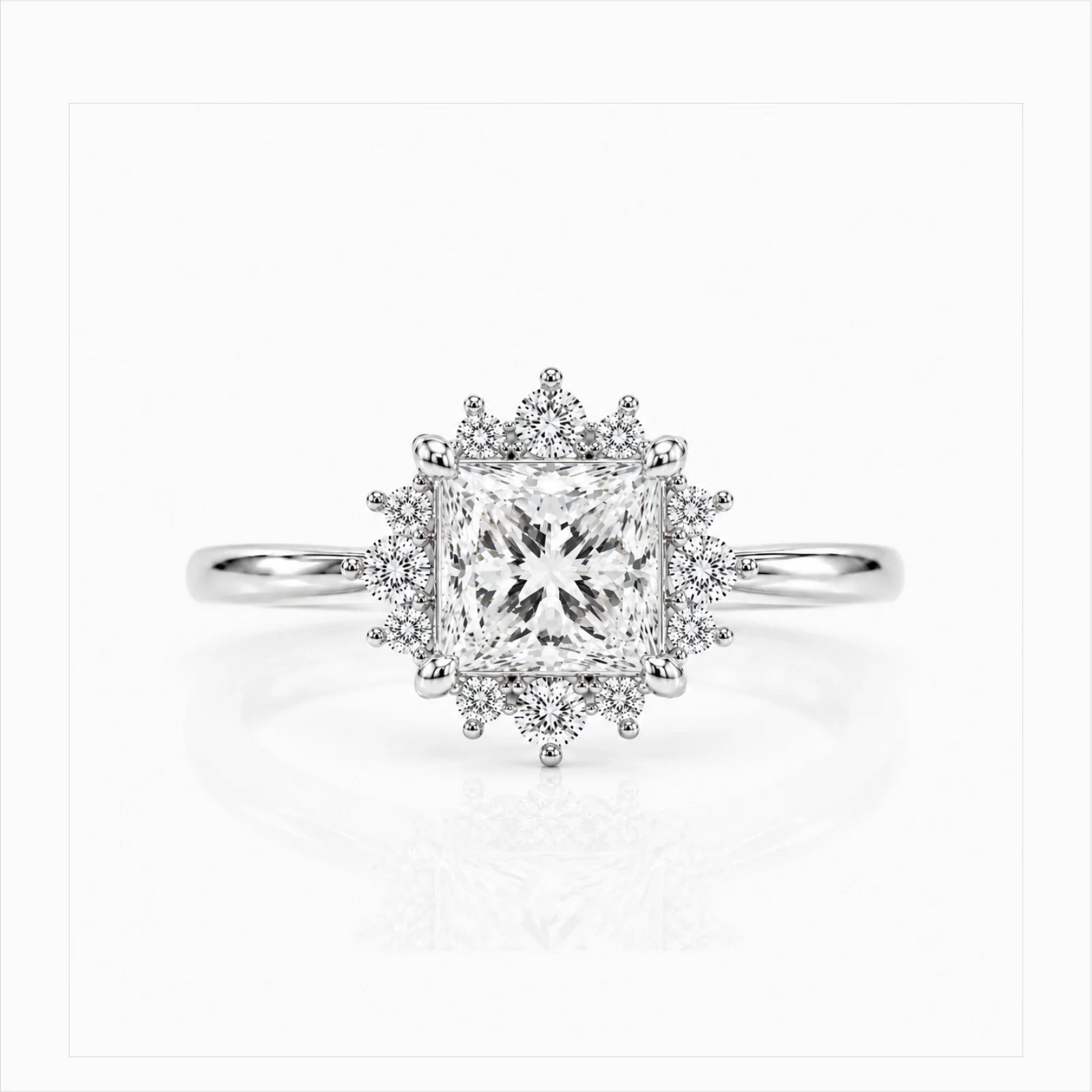 Princess Halo Lab-Grown Diamond Engagement Ring - White
