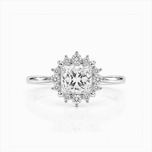 Princess Halo Lab-Grown Diamond Engagement Ring - White
