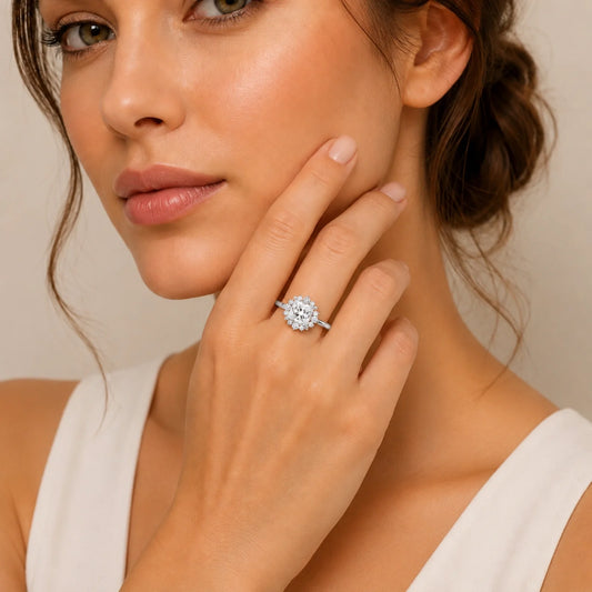Princess Halo Lab-Grown Diamond Engagement Ring - White