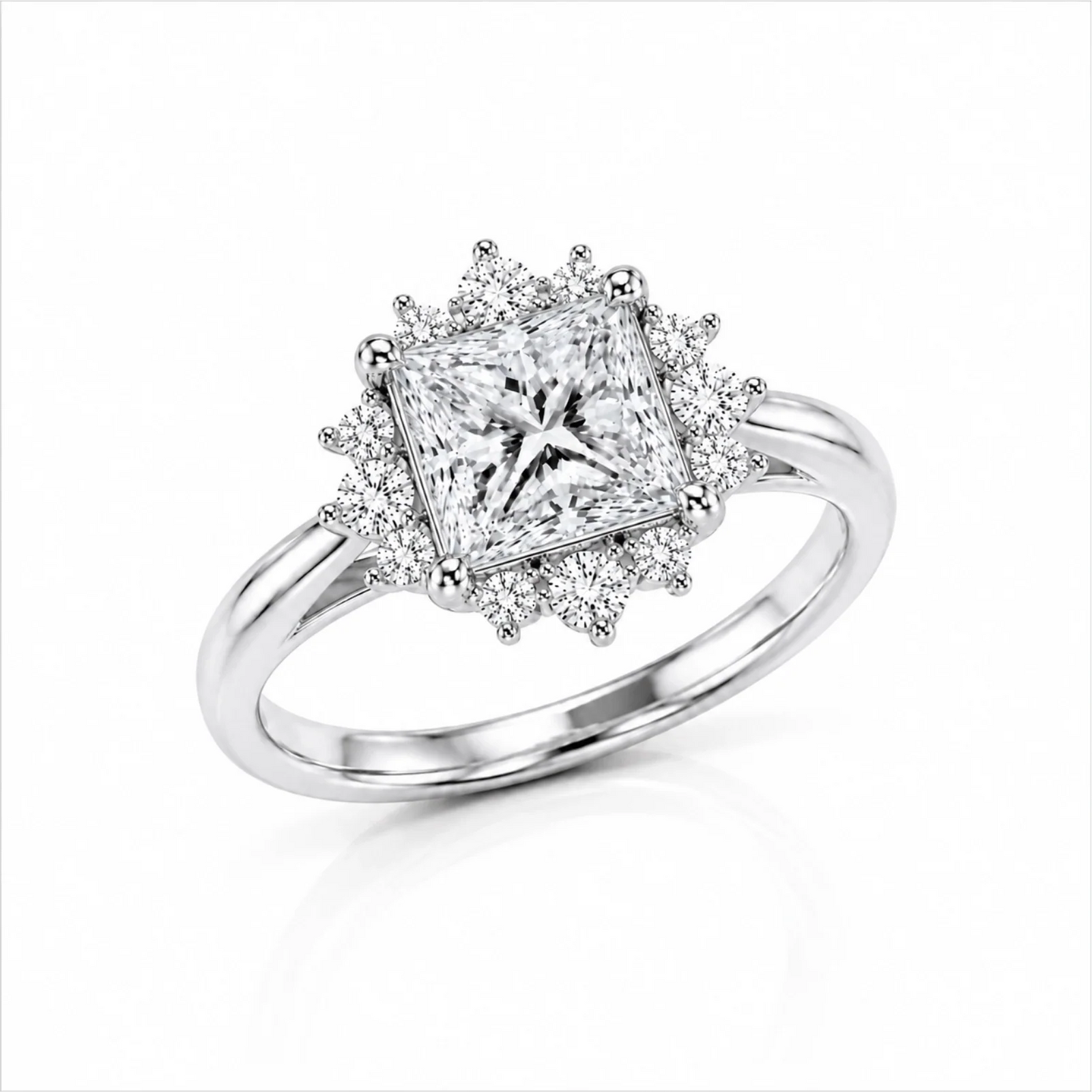 Princess Halo Lab-Grown Diamond Engagement Ring - White
