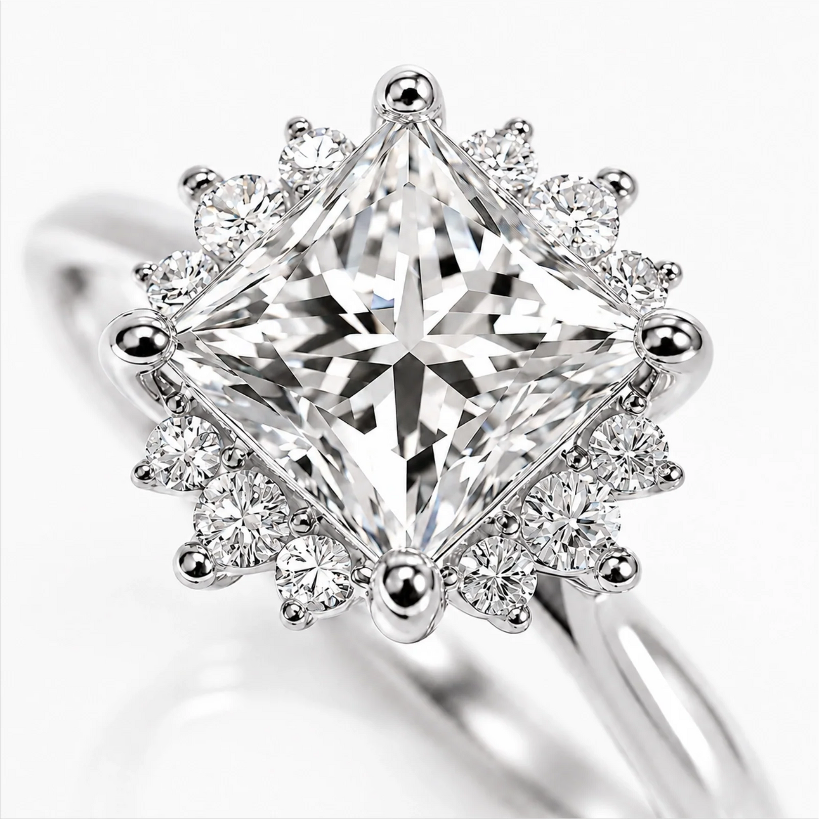 Princess Halo Lab-Grown Diamond Engagement Ring - White