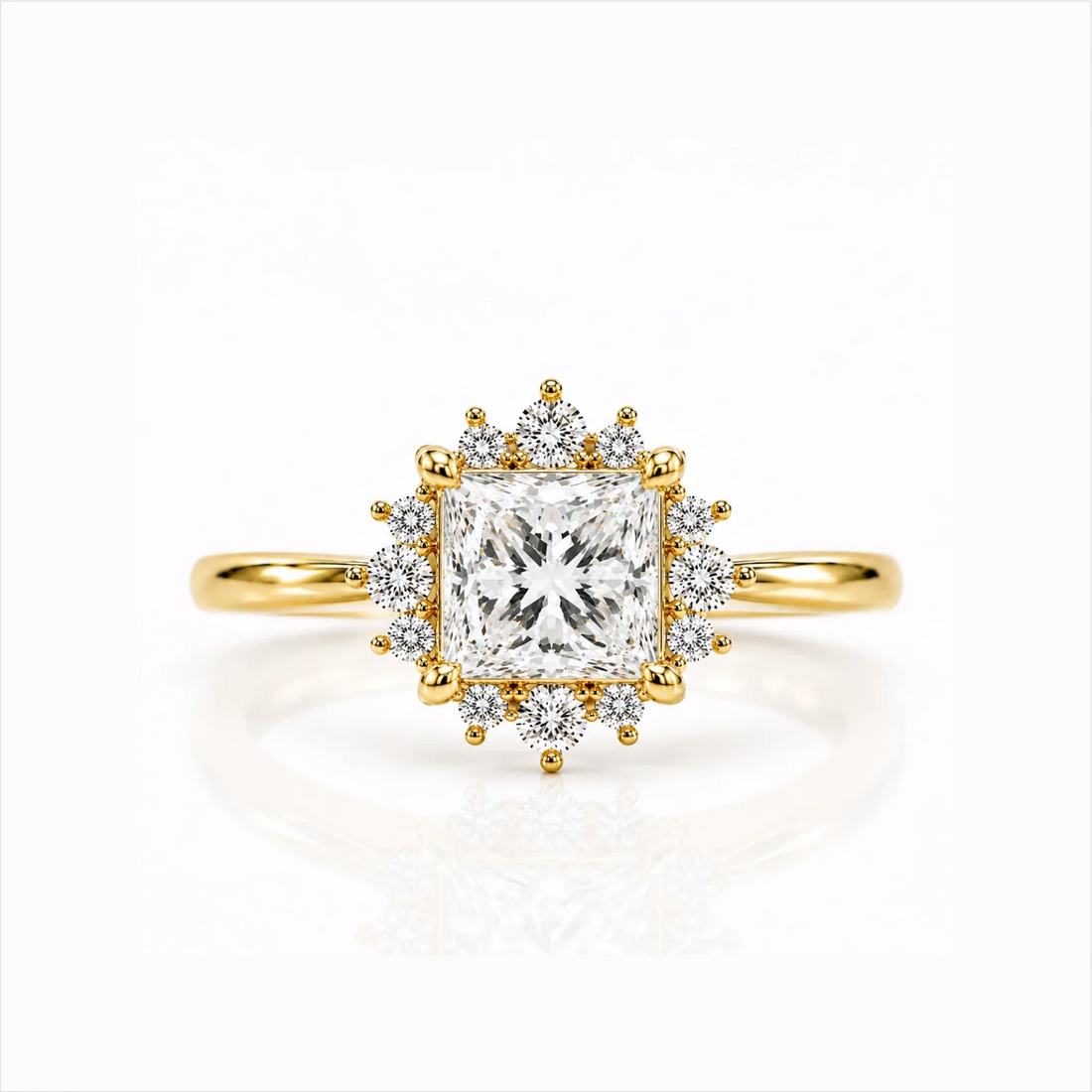 Princess Halo Lab-Grown Diamond Engagement Ring - Yellow Gold