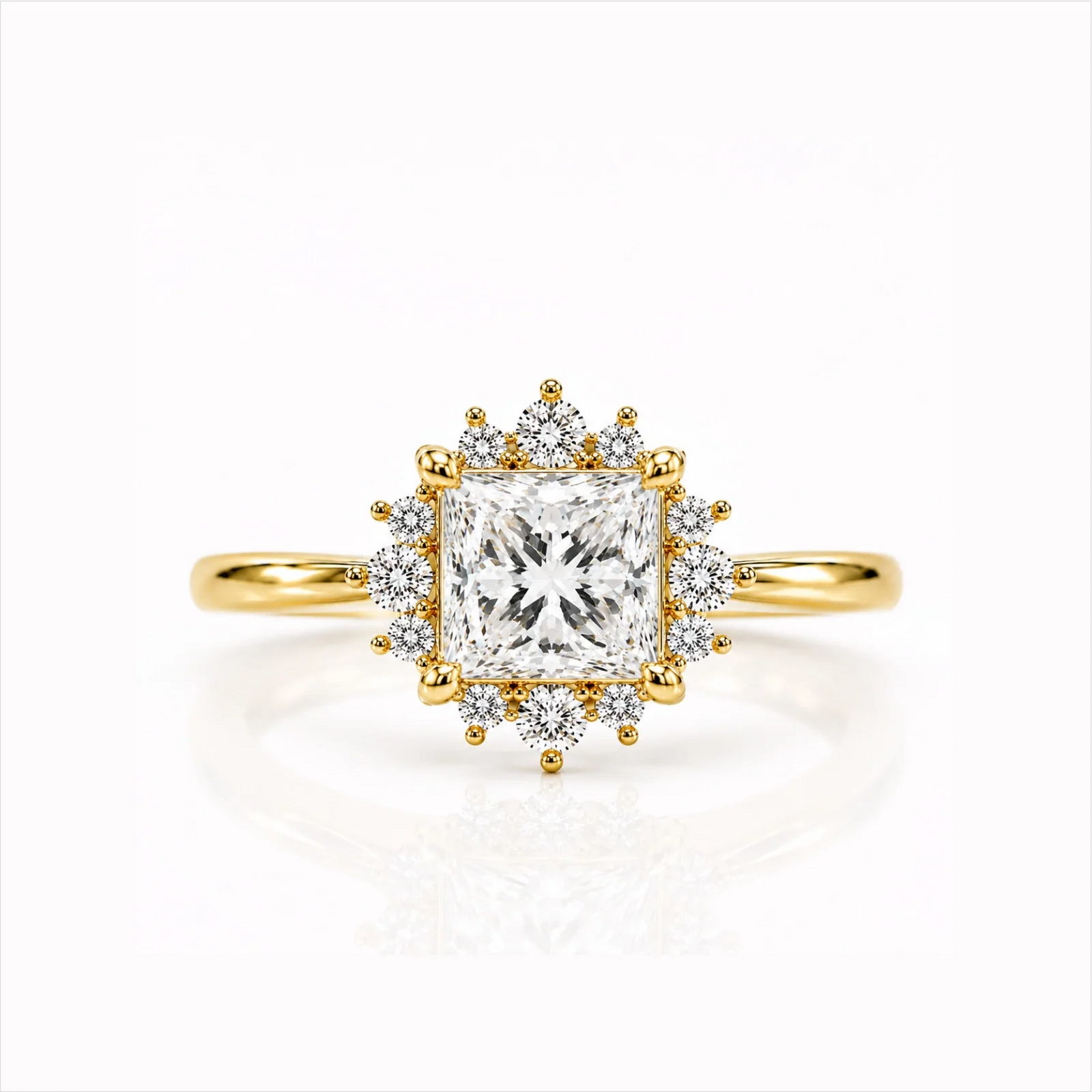Princess Halo Lab-Grown Diamond Engagement Ring - Yellow