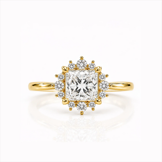 Princess Halo Lab-Grown Diamond Engagement Ring - Yellow