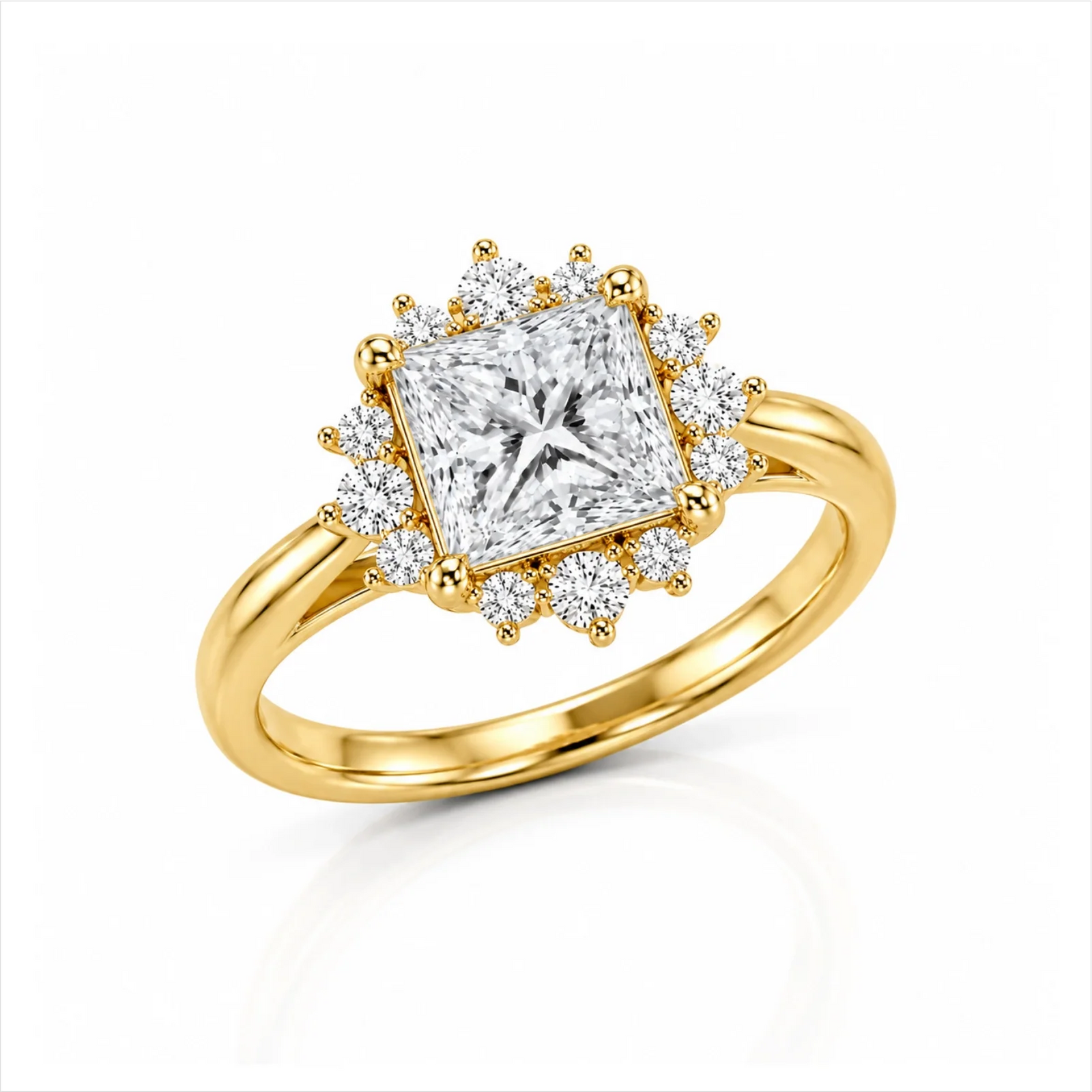 Princess Halo Lab-Grown Diamond Engagement Ring - Yellow