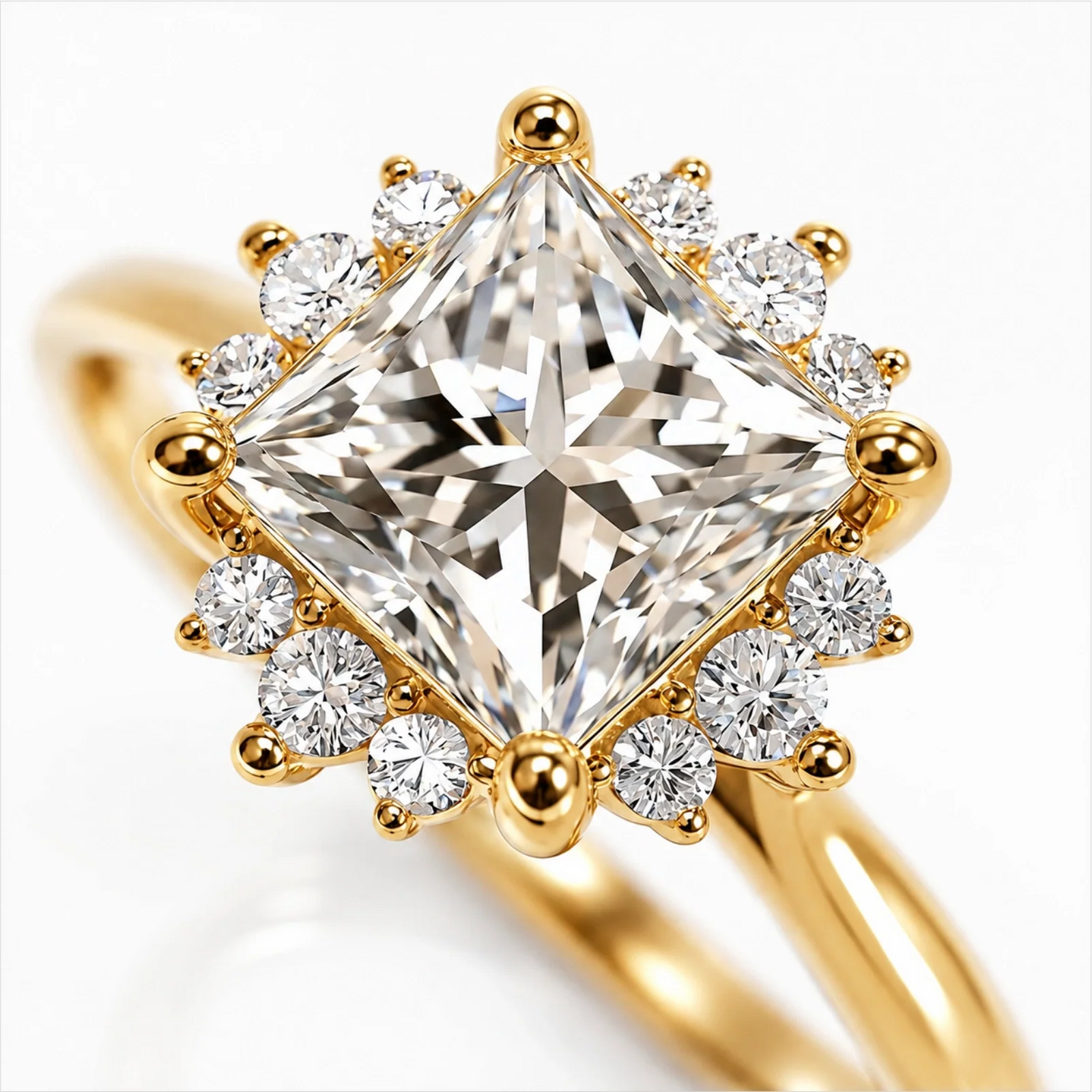 Princess Halo Lab-Grown Diamond Engagement Ring - Yellow