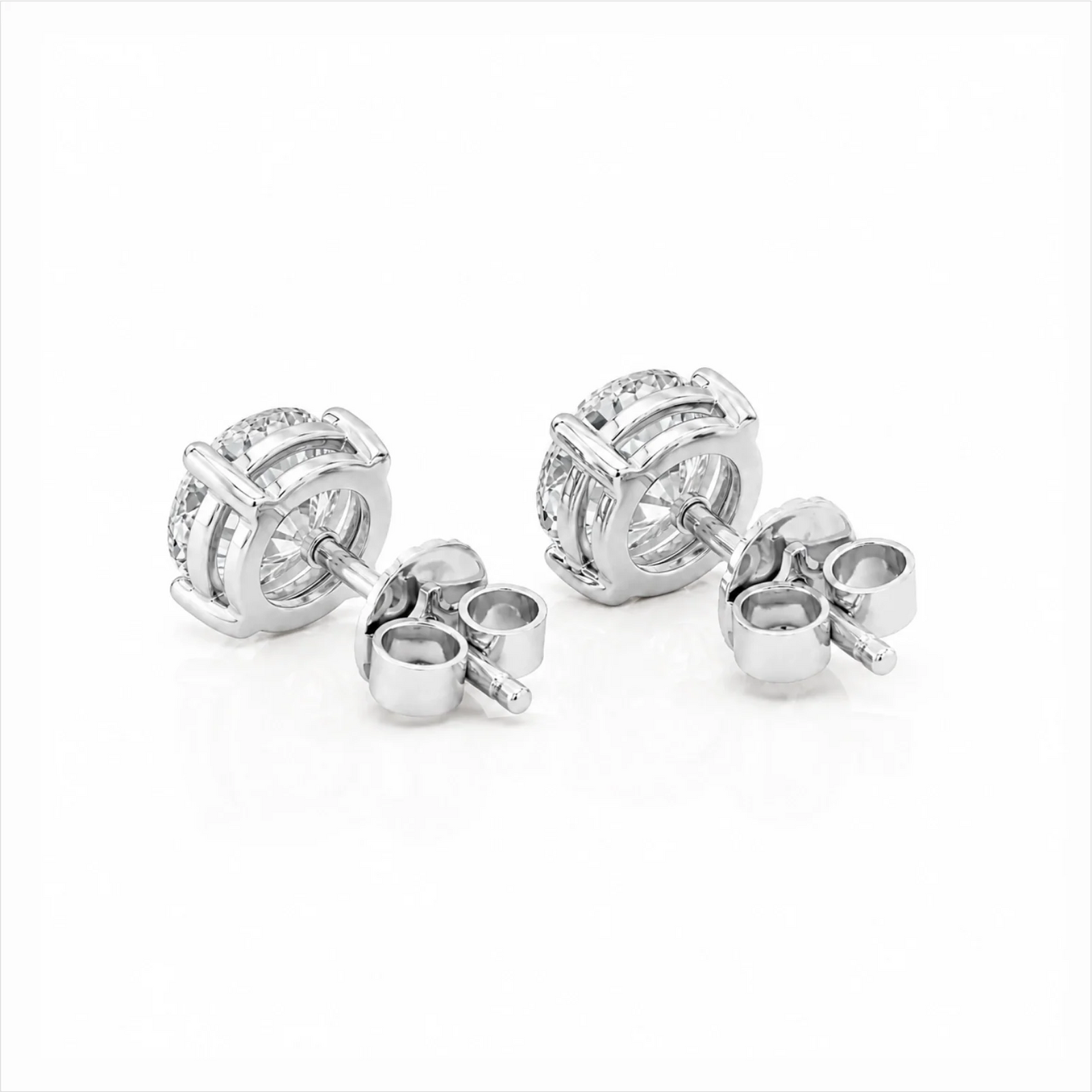 Four Prong Round Lab Diamond Stud Earrings - White