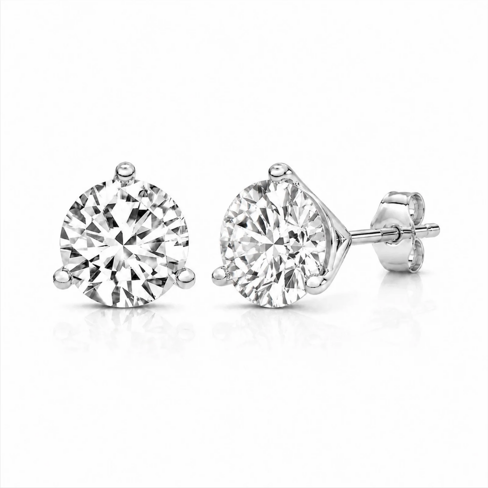 Three Prong Round Lab Diamond Single Stud Earring - White