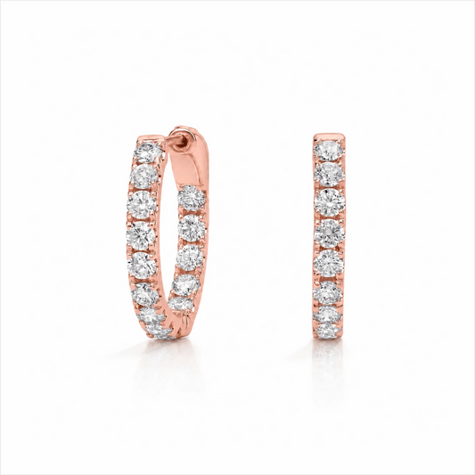 Inside-Out Round Lab-Grown Diamond Hoop Earrings - Rose