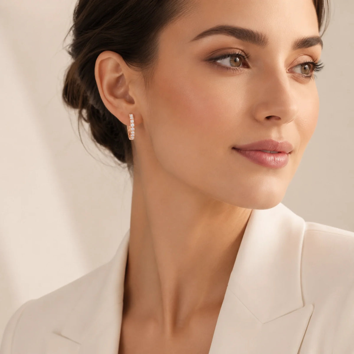 Inside-Out Round Lab-Grown Diamond Hoop Earrings - Rose