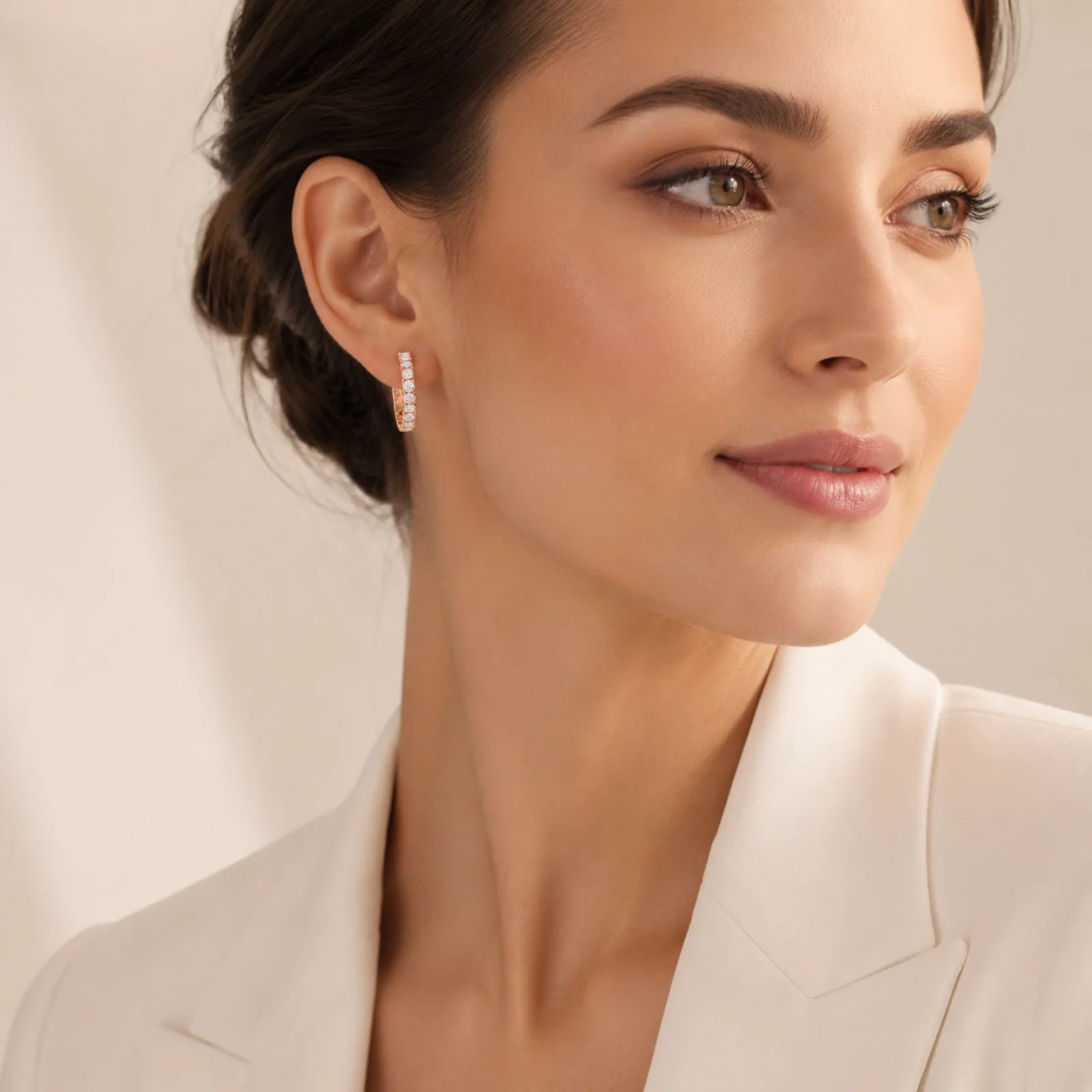 Inside-Out Round Lab-Grown Diamond Hoop Earrings - Rose