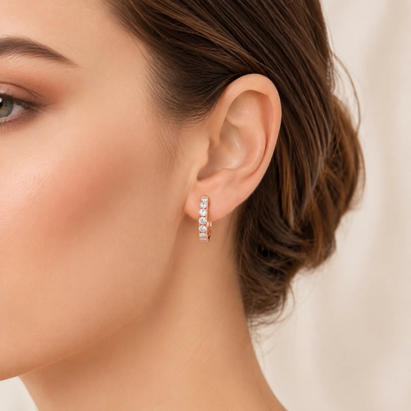 Inside-Out Round Lab-Grown Diamond Hoop Earrings - Rose