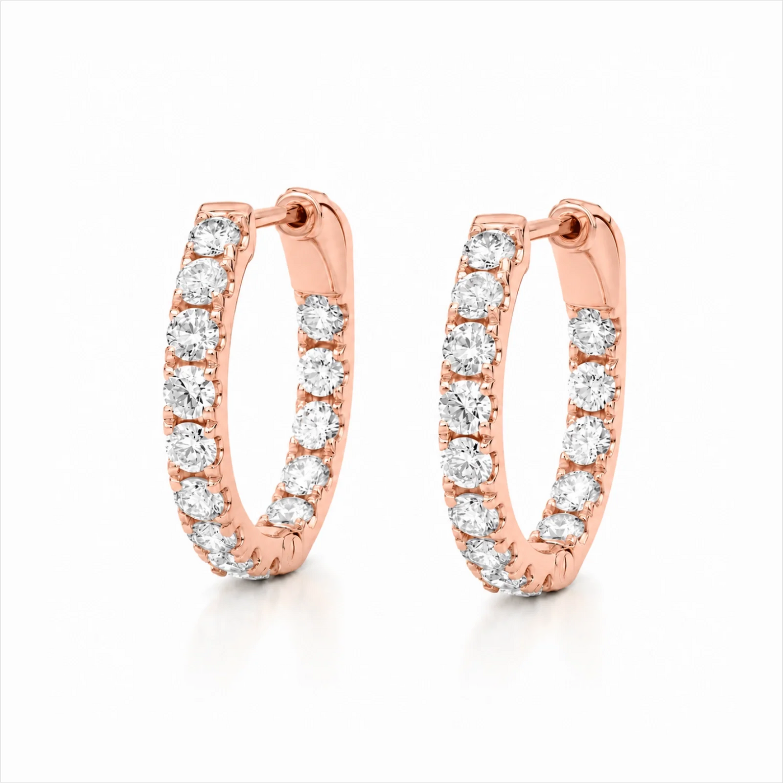 Inside-Out Round Lab-Grown Diamond Hoop Earrings - Rose