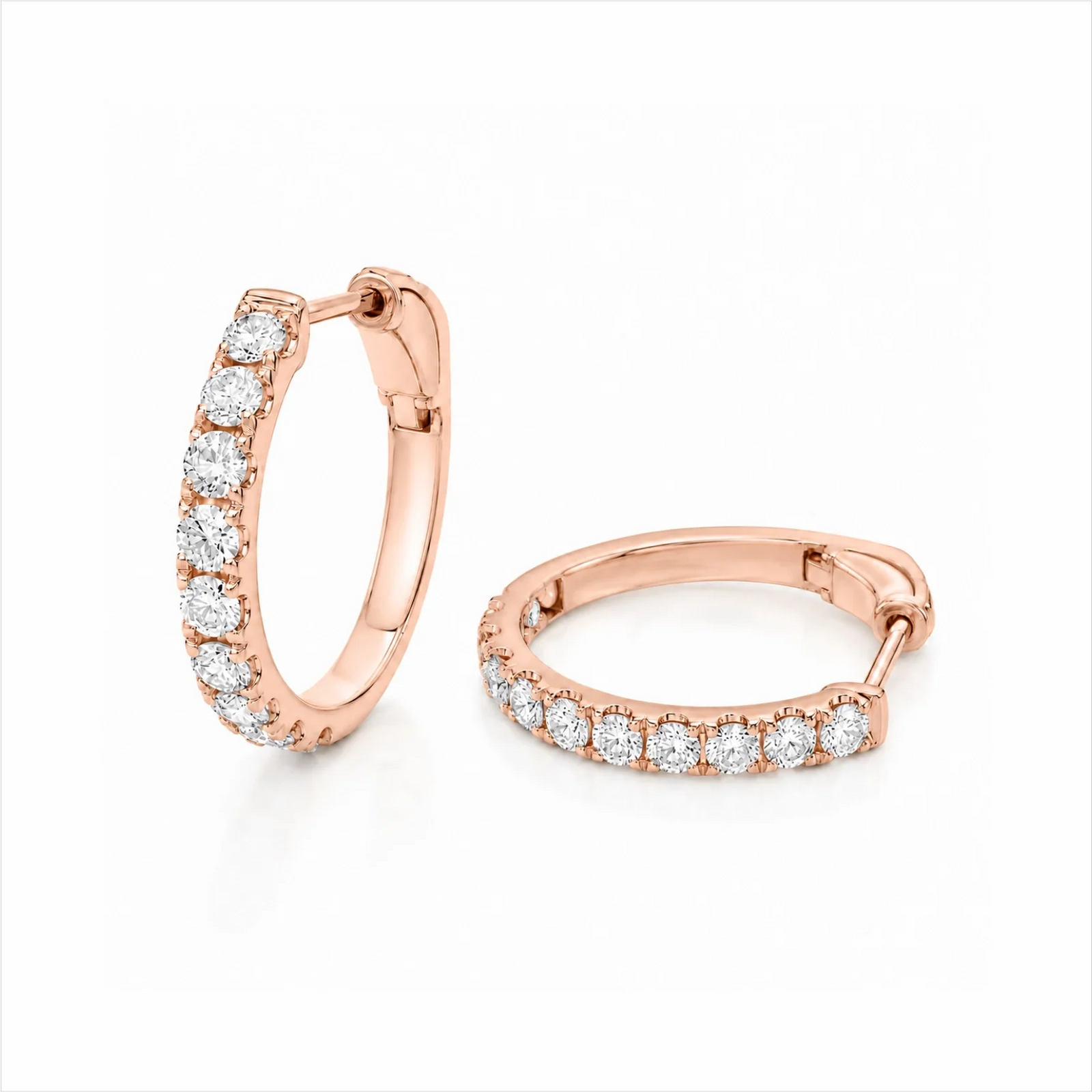 Inside-Out Round Lab-Grown Diamond Hoop Earrings - Rose