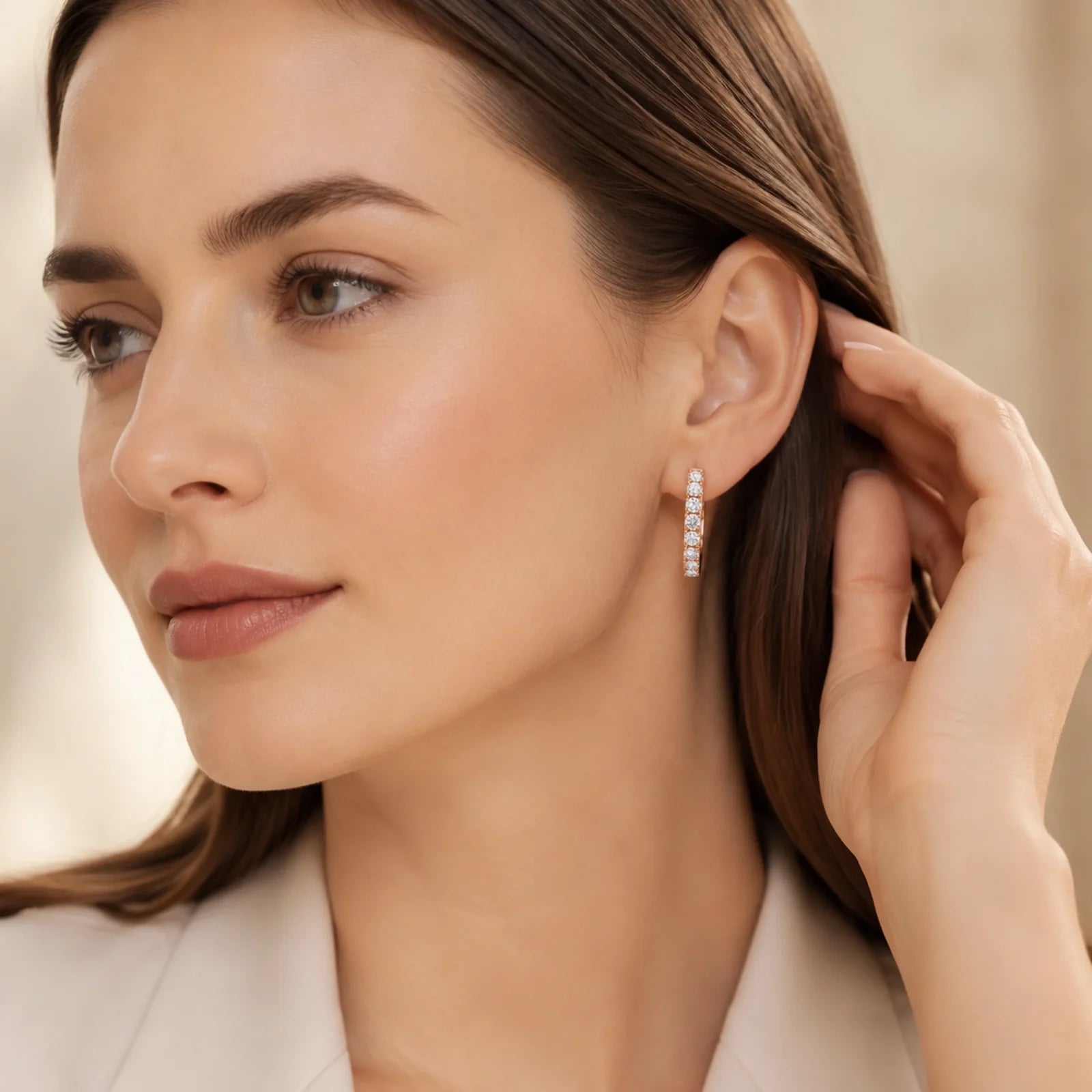 Inside-Out Round Lab-Grown Diamond Hoop Earrings - Rose