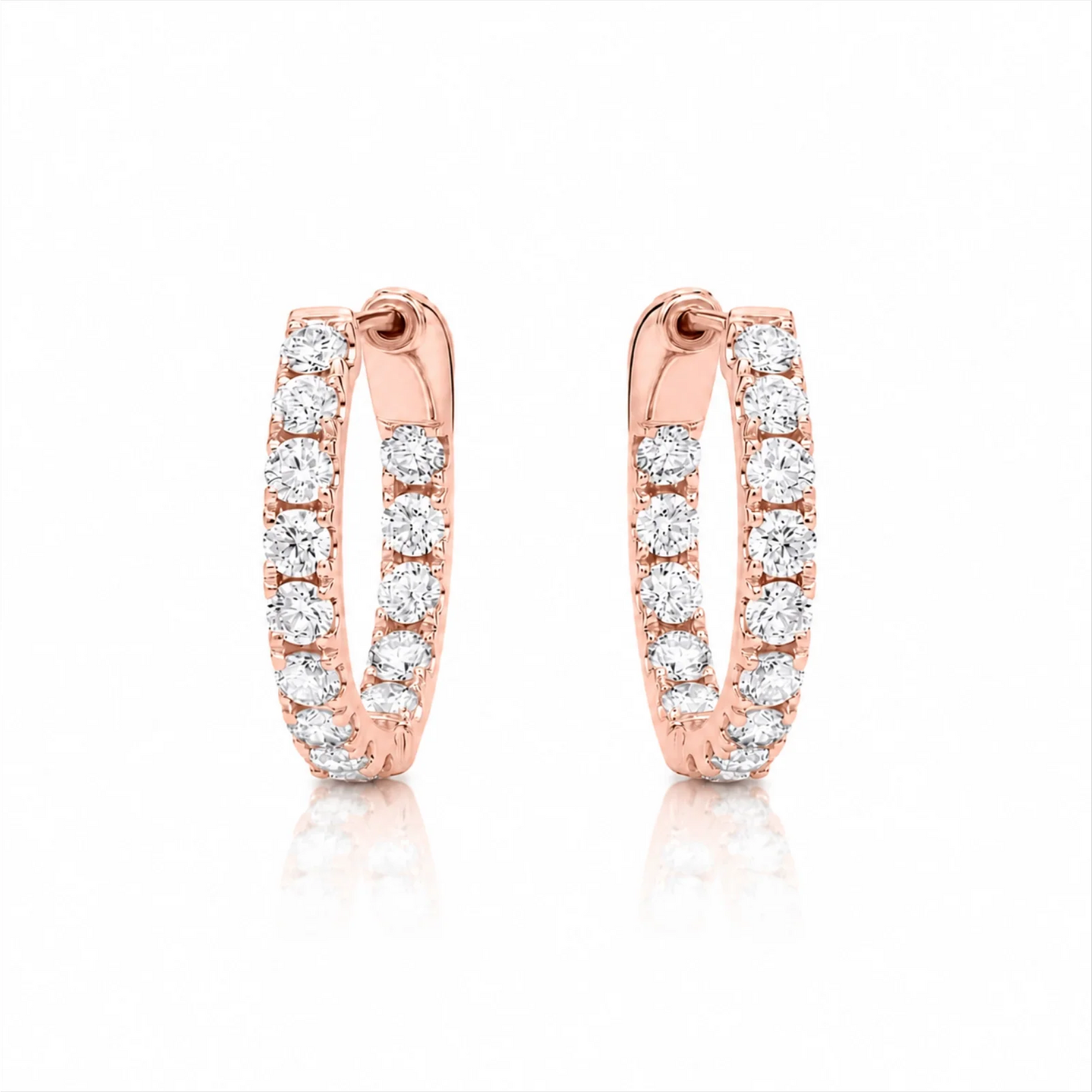 Inside-Out Round Lab-Grown Diamond Hoop Earrings - Rose