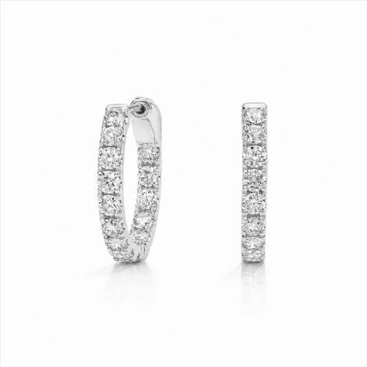 Inside-Out Round Lab-Grown Diamond Hoop Earrings - White