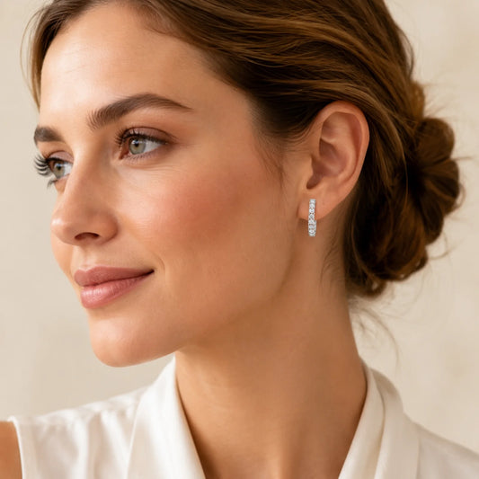 Inside-Out Round Lab-Grown Diamond Hoop Earrings - White