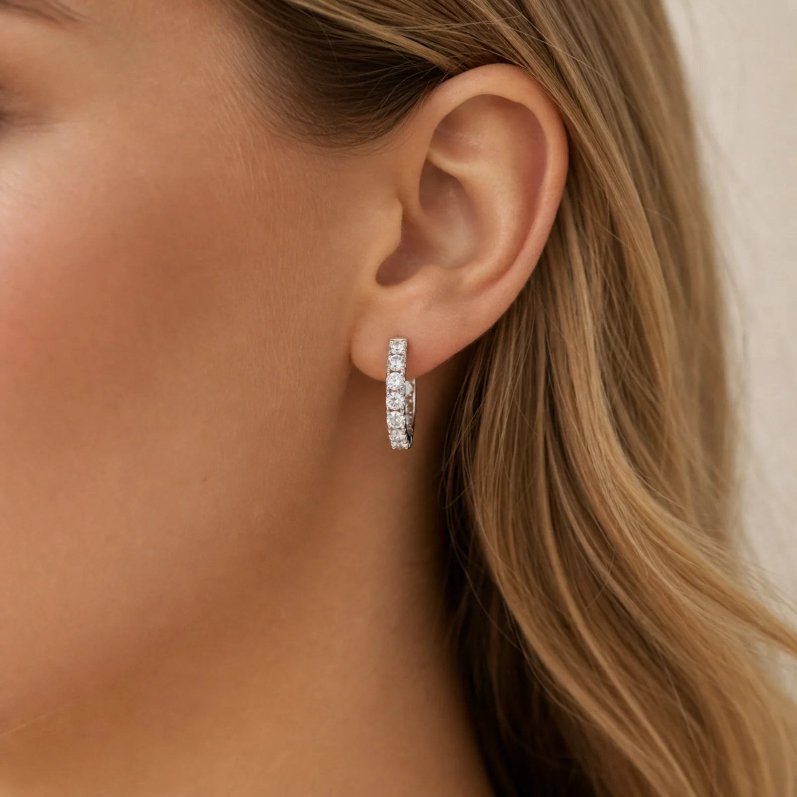 Inside-Out Round Lab-Grown Diamond Hoop Earrings - White