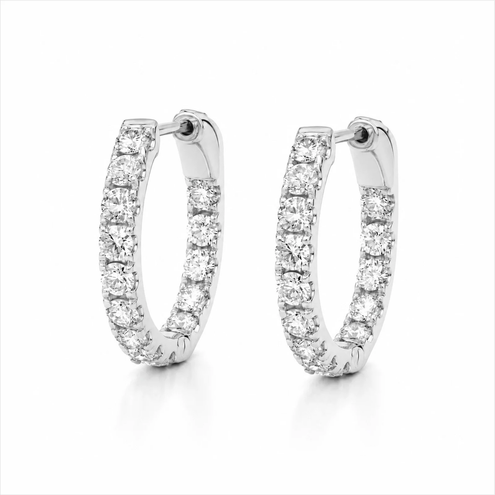Inside-Out Round Lab-Grown Diamond Hoop Earrings - White