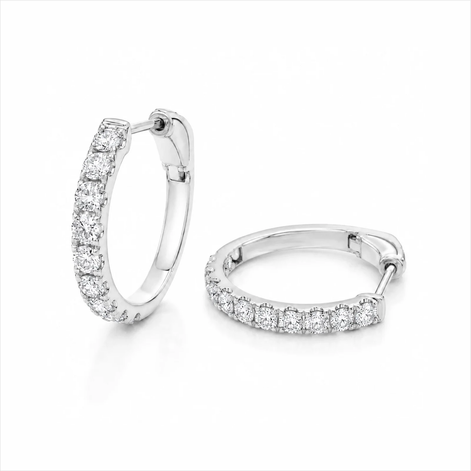 Inside-Out Round Lab-Grown Diamond Hoop Earrings - White