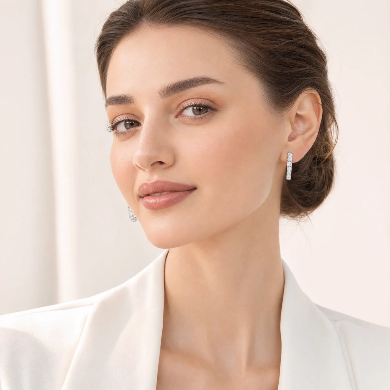 Inside-Out Round Lab-Grown Diamond Hoop Earrings - White