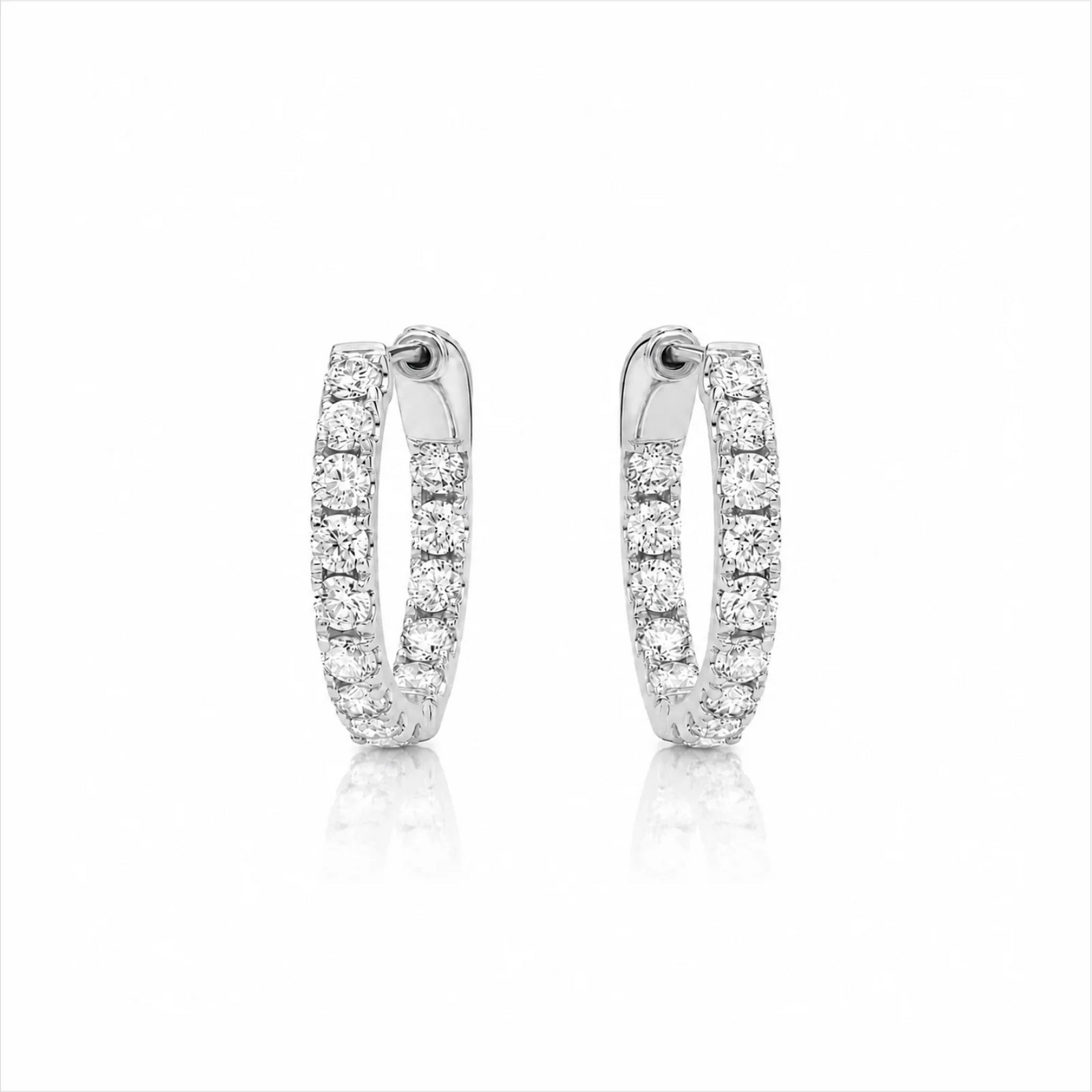 Inside-Out Round Lab-Grown Diamond Hoop Earrings - White