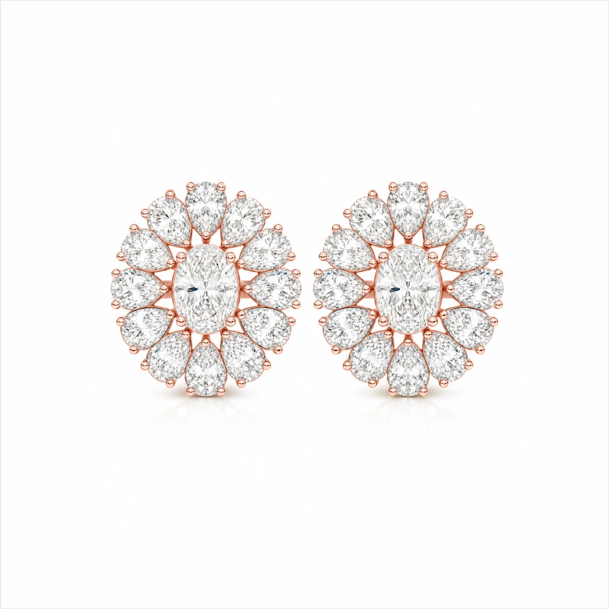Dahlia Flower Fashion Lab Diamond Stud Earrings - Rose