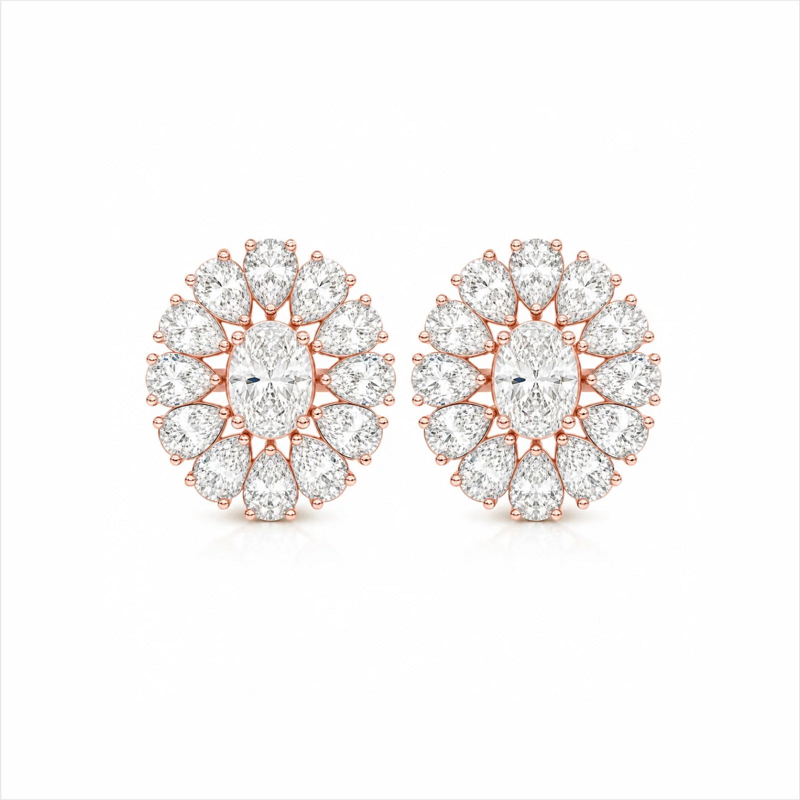 Dahlia Flower Fashion Lab Diamond Stud Earrings - Rose
