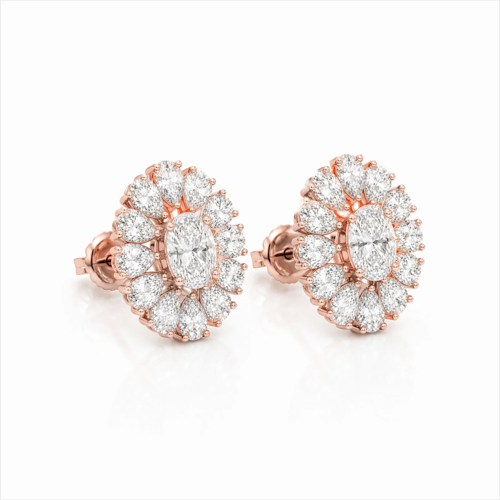 Dahlia Flower Fashion Lab Diamond Stud Earrings - Rose