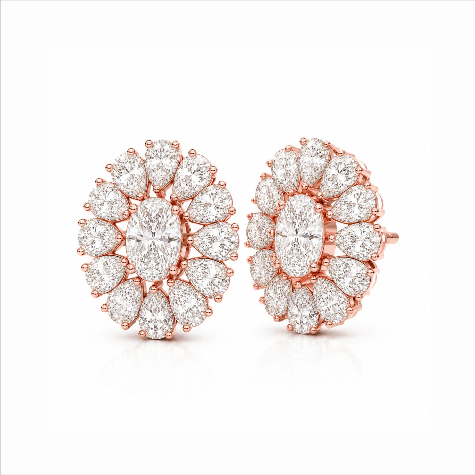 Dahlia Flower Fashion Lab Diamond Stud Earrings - Rose