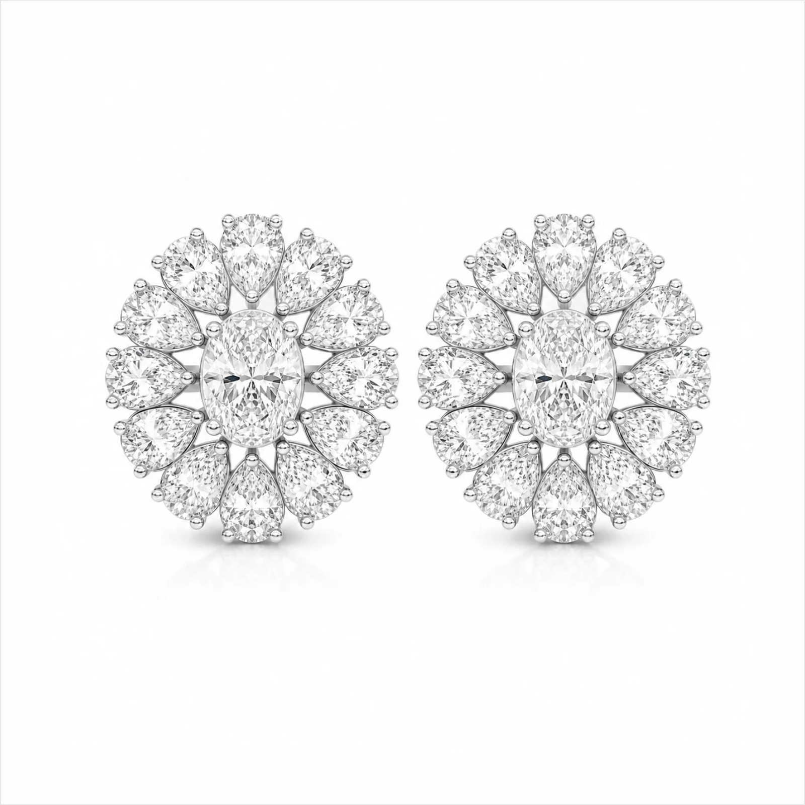 Dahlia Flower Fashion Lab Diamond Stud Earrings - White