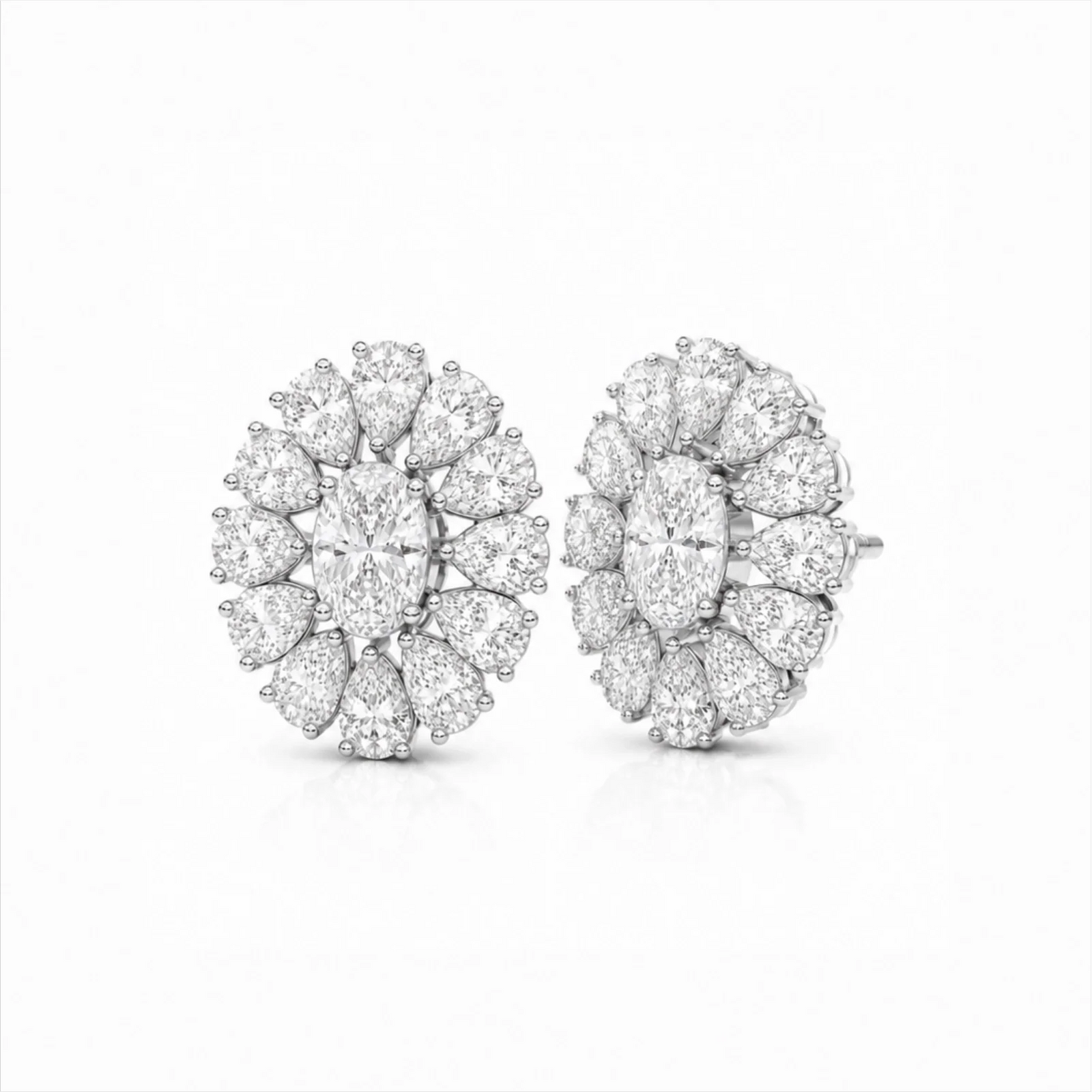 Dahlia Flower Fashion Lab Diamond Stud Earrings - White
