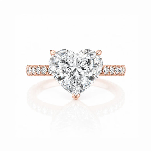 Heart Lab-Grown Diamond Solitaire Ring with Pavé Band - Rose