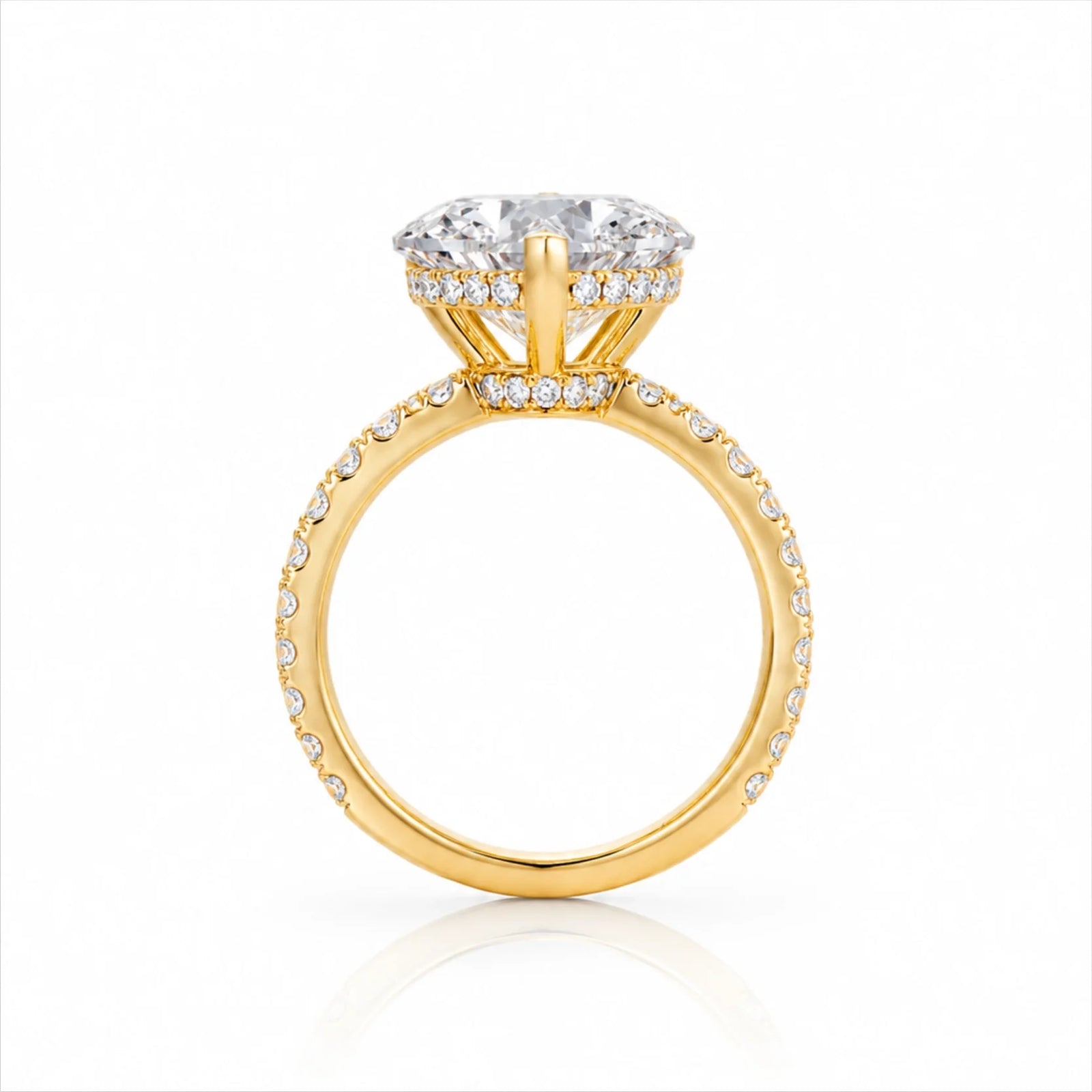 Heart Lab-Grown Diamond Solitaire Ring with Pavé Band - Yellow