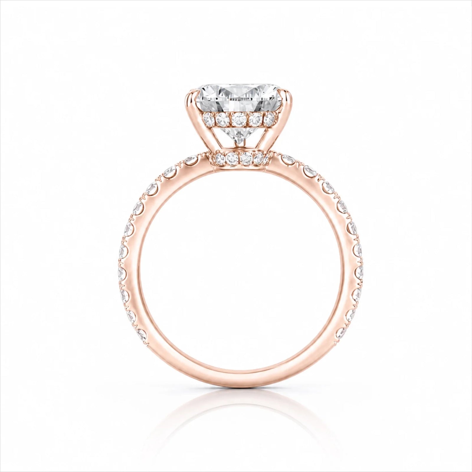 Pear Lab-Grown Diamond Solitaire Ring with Pavé Band - Rose