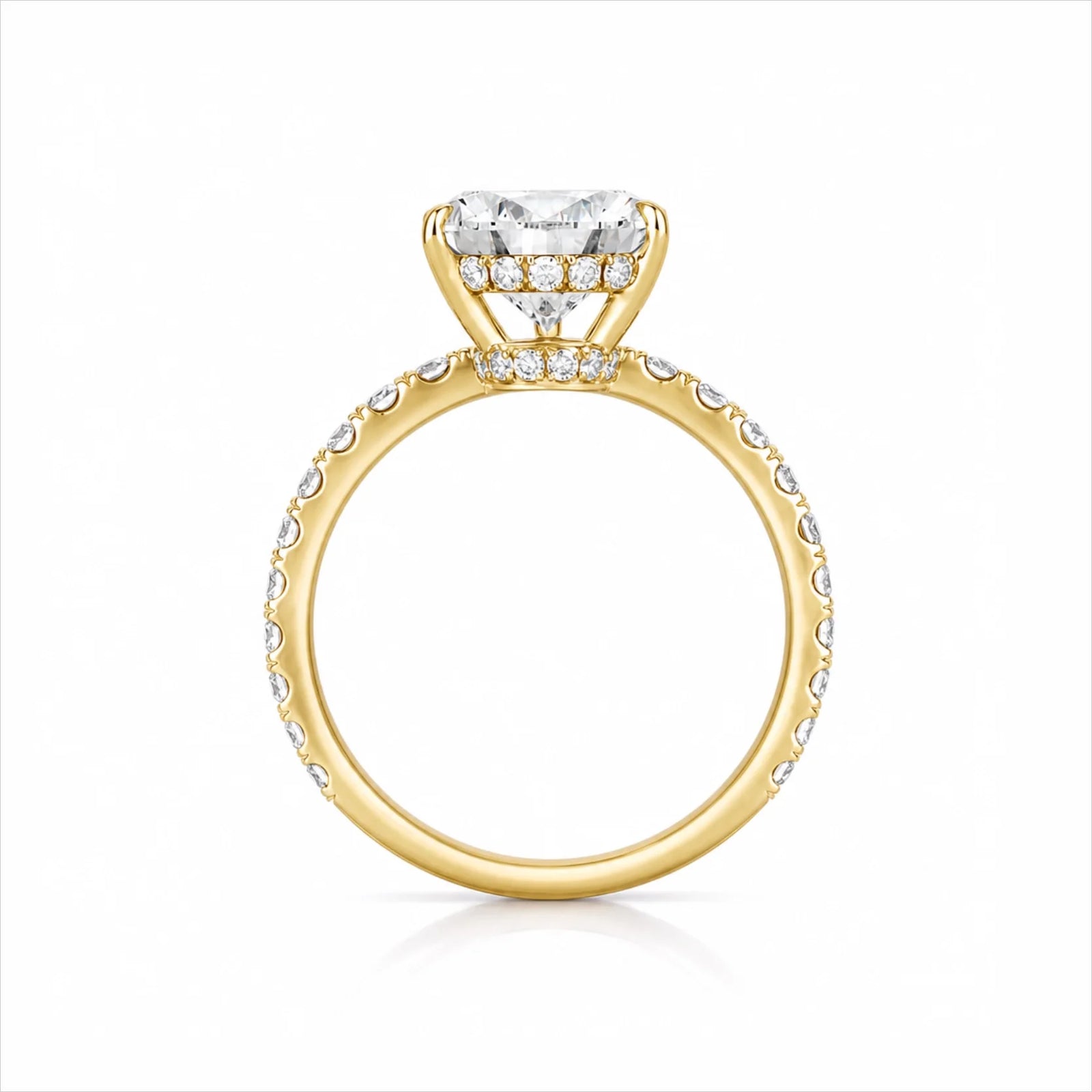 Pear Lab-Grown Diamond Solitaire Ring with Pavé Band - Yellow