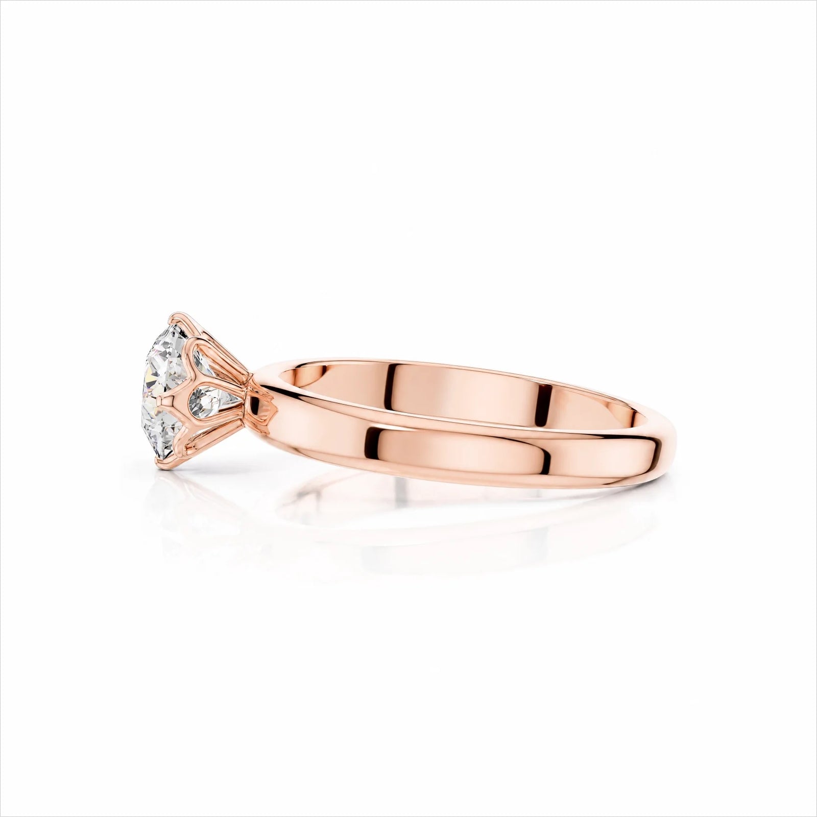 Round Lab-Grown Diamond Six-Prong Crown Solitaire Engagement Ring - Rose