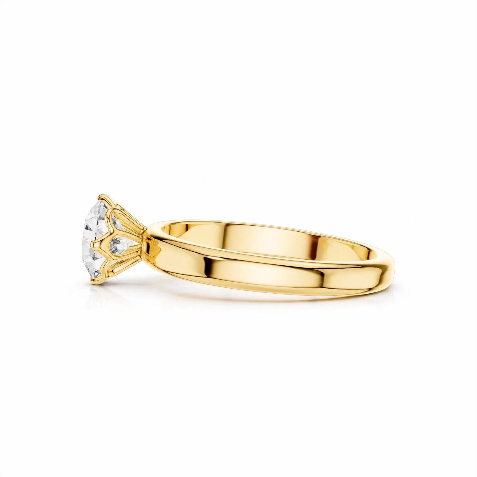 Round Lab-Grown Diamond Six-Prong Crown Solitaire Engagement Ring - Yellow