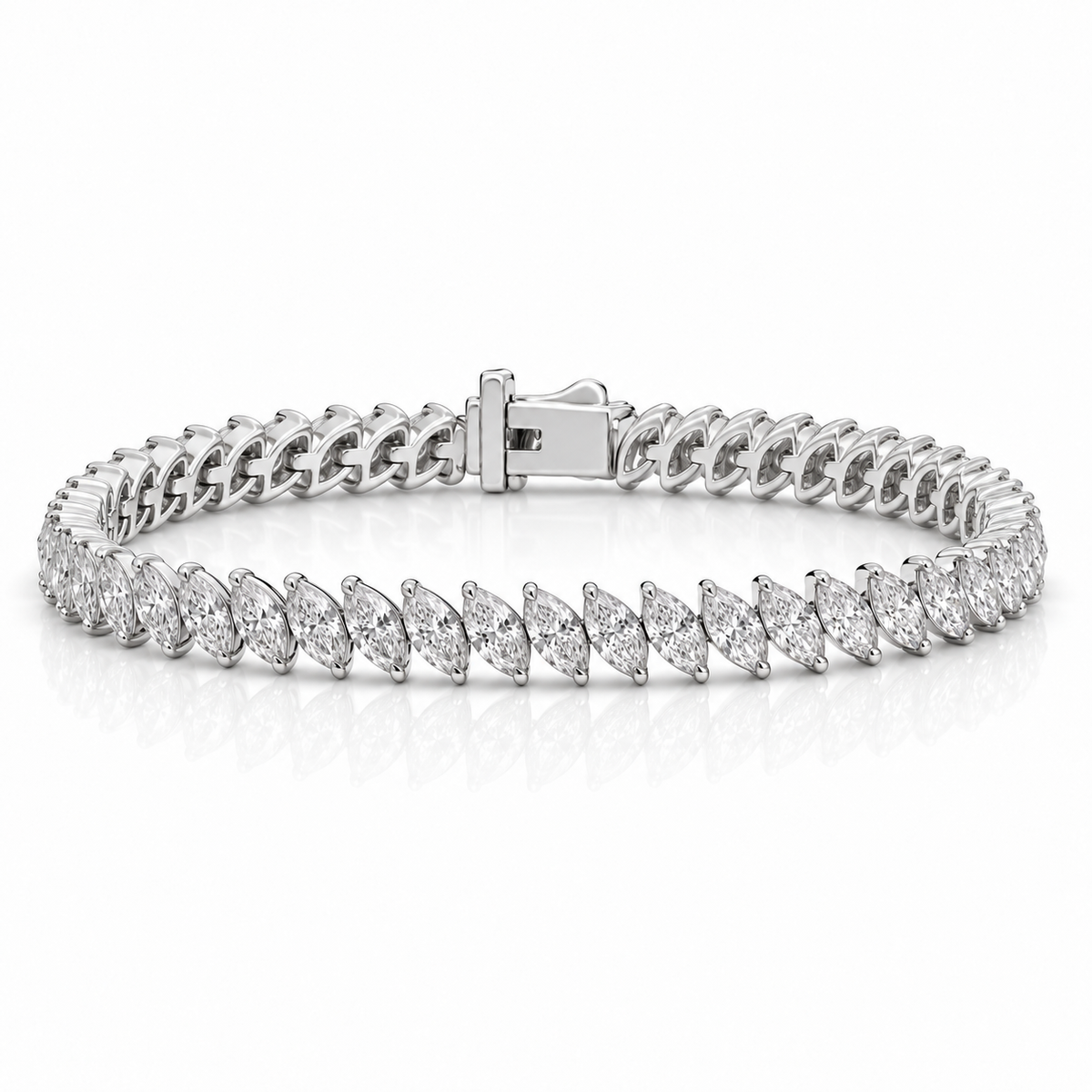 Royal Marquise Lab-Grown Diamond Tennis Bracelet - White Gold